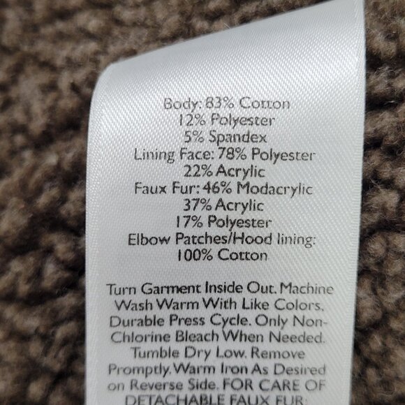 Eddie Bauer Grey Sherpa Lined Hooded Fur Trim Full Zip Jacket Size Medium M - Picture 4 of 16